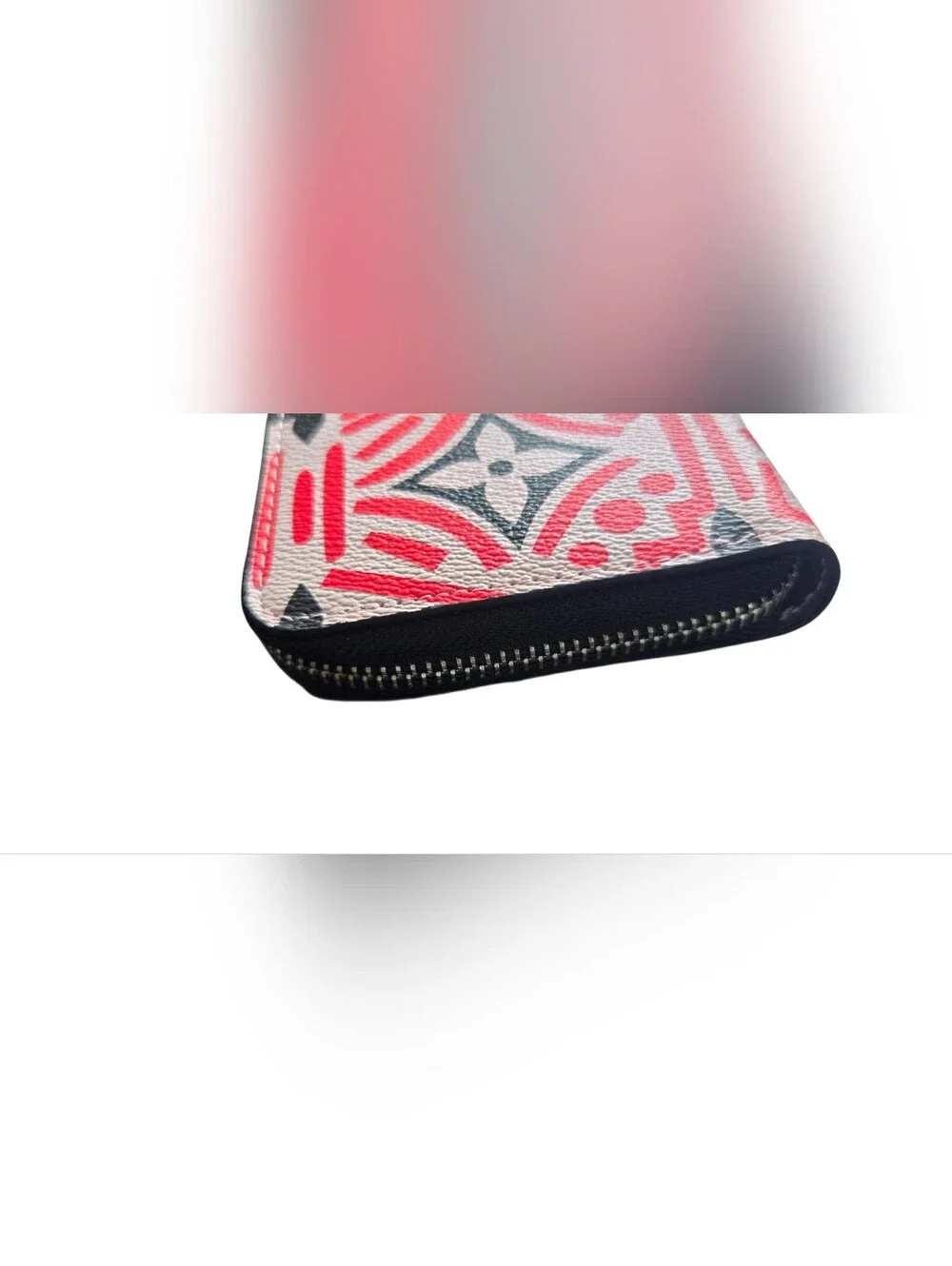 Pink, White & Black Monogram Zip Wallet Phone Case